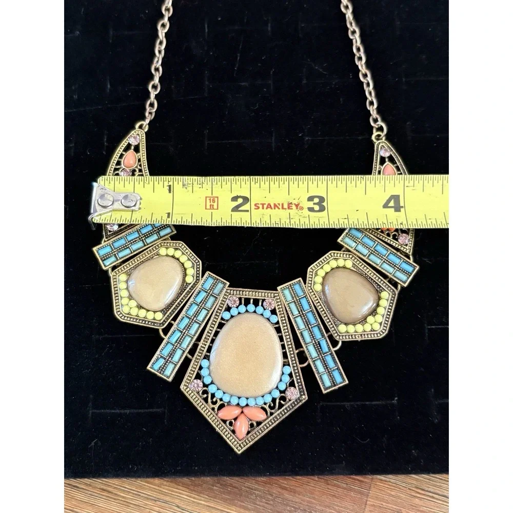 BETSEY JOHNSON Necklace Fantasy Island Time Multicolor Lucite & Bead Blue Orange